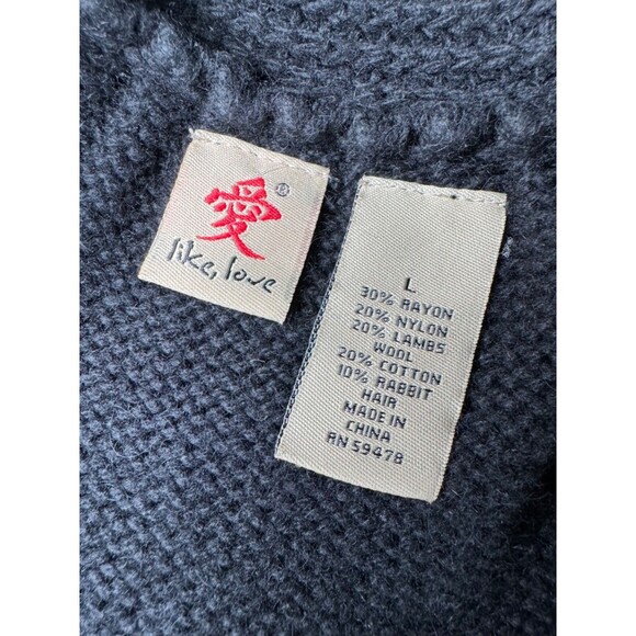Like Love Cardigan Sweater Womens Large Black Rabbit Hair Lamb Wool Blend Cozy - Picture 5 of 12